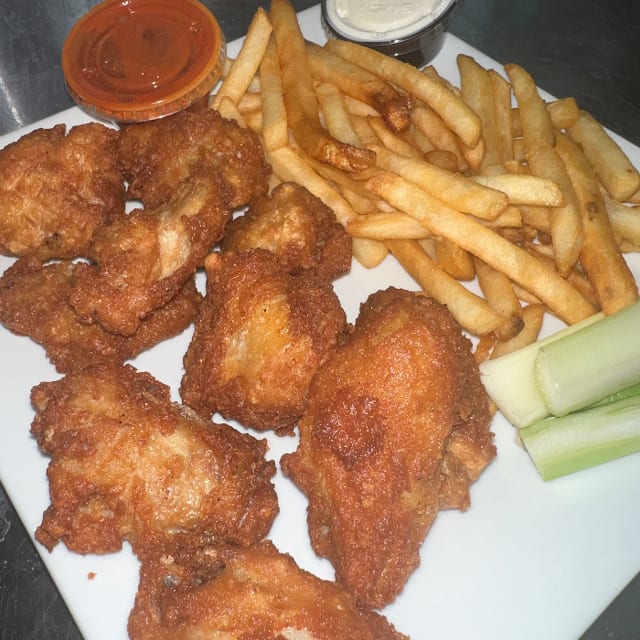 Chicken Wings & Fries.